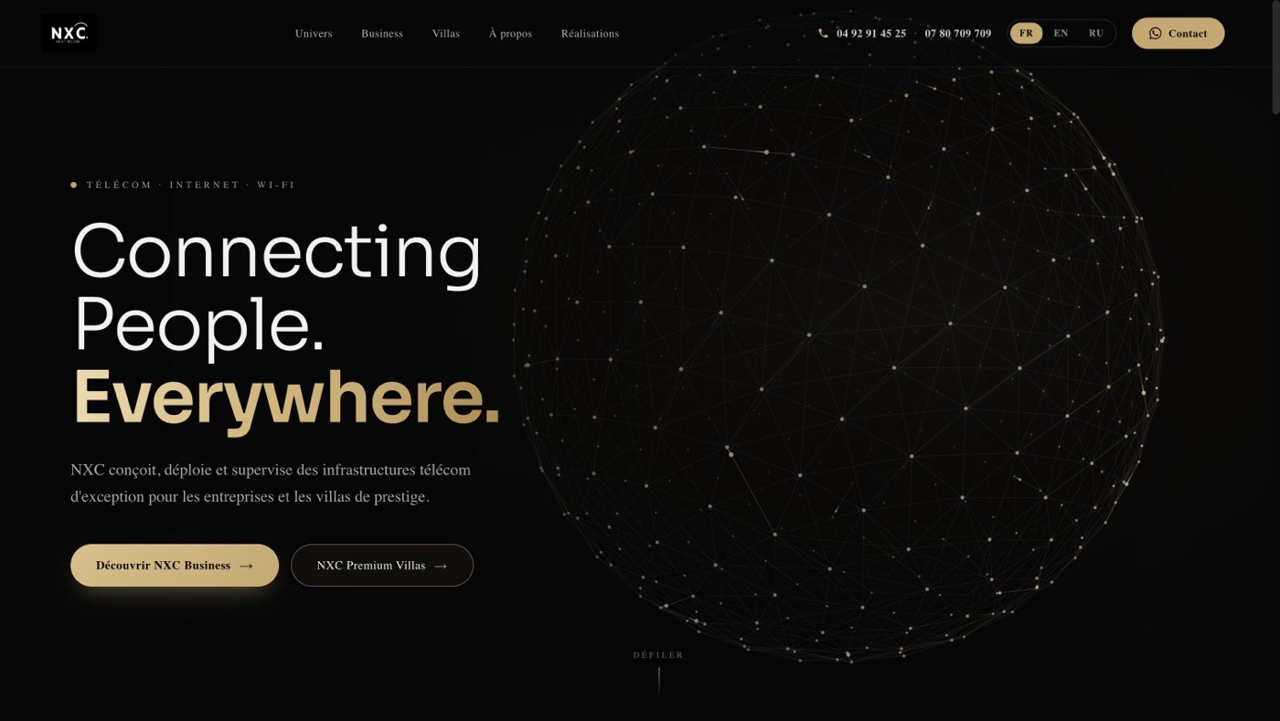 Aperçu du projet NXC — Site vitrine premium